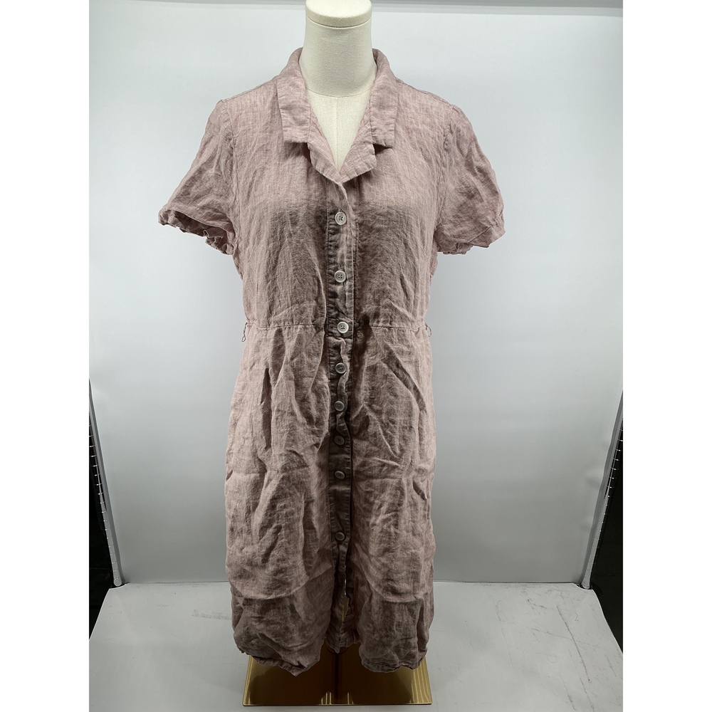 100% European Linen Button Front Dress